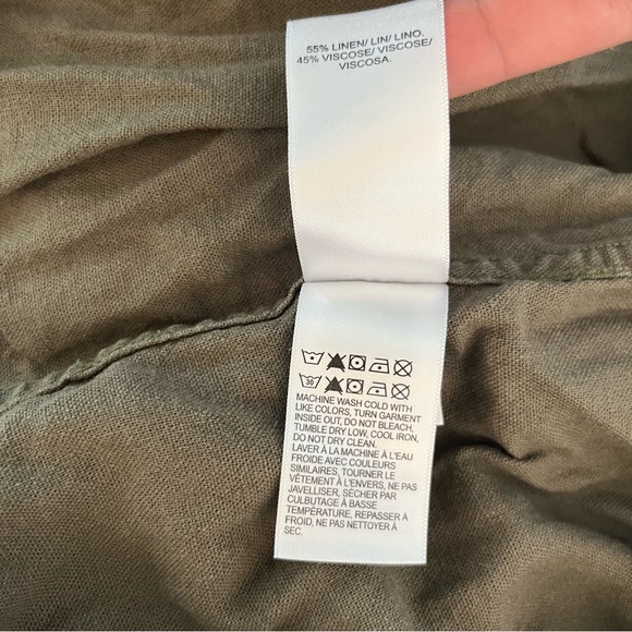 Lucky Brand Army Green Linen Blend Short Sleeve Button Down Shirt - Picture 7 of 7
